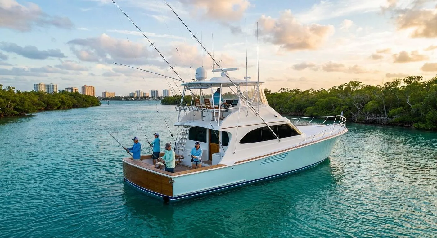 Saltwater inlet near Hialeah with jetties and moving tide holding gamefish