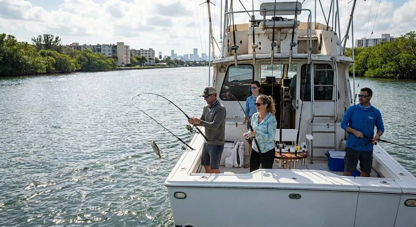 Charter boat rigged and ready for big fish a short run from Hialeah